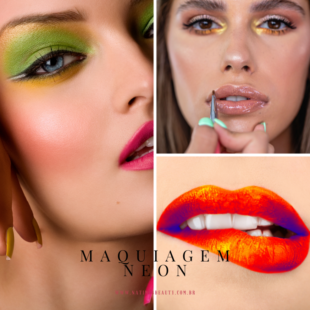 Maquiagem neon faz parte das 7 tendências de maquiagem para o verão de 2019. Natimus Beauty Blog.