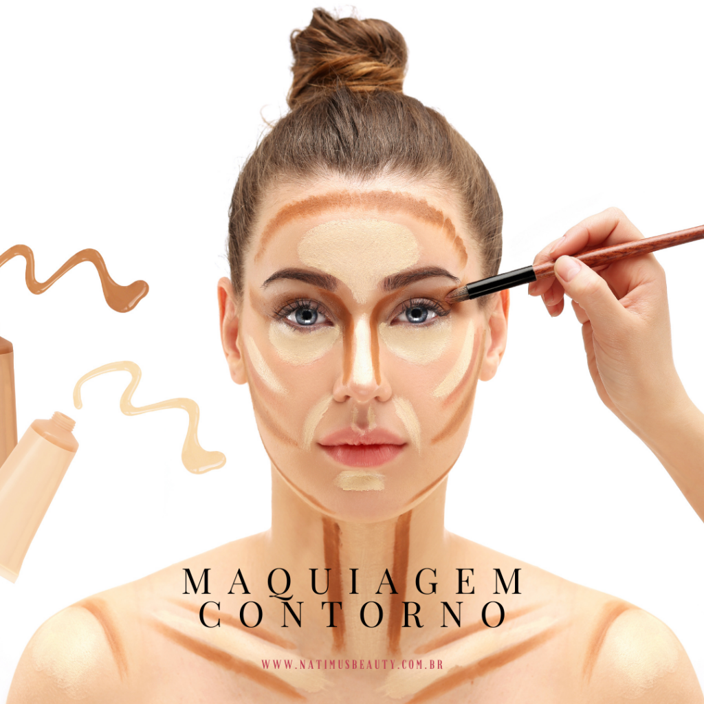 Contorno é uma técnica de maquiagem que serve para reforçar as dimensões do rosto e também pode servir para dar uma afinada, logo após aplicar a base. Natimus Beauty Blog.