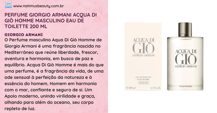 Perfume masculino Aqua Di Giò Homme de Giorgio Armani