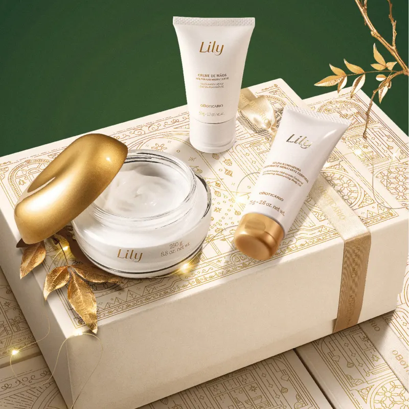 Kit Presente Natal Lily Acetinados (3 itens) em promoção da beauty november do boticário.