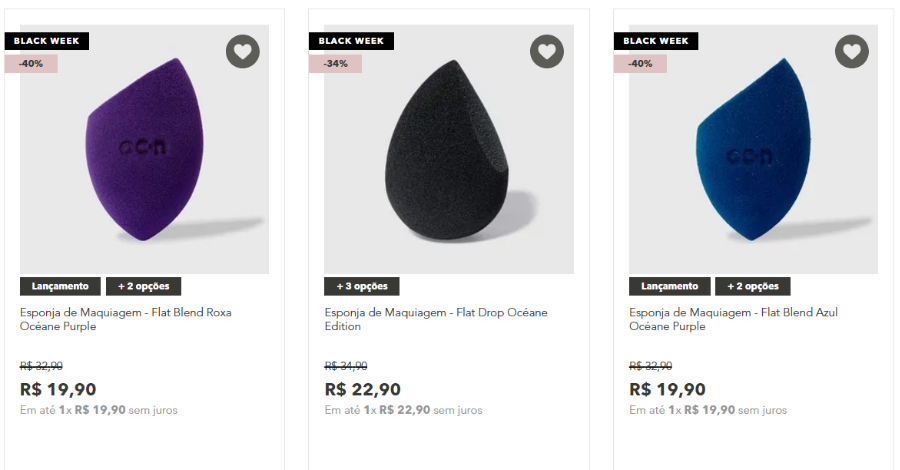 Aquele item versátil, prático e muito necessário na rotina de quem ama make é ela: a Esponja de Maquiagem! Na black da Océane está por até 40%OFF!