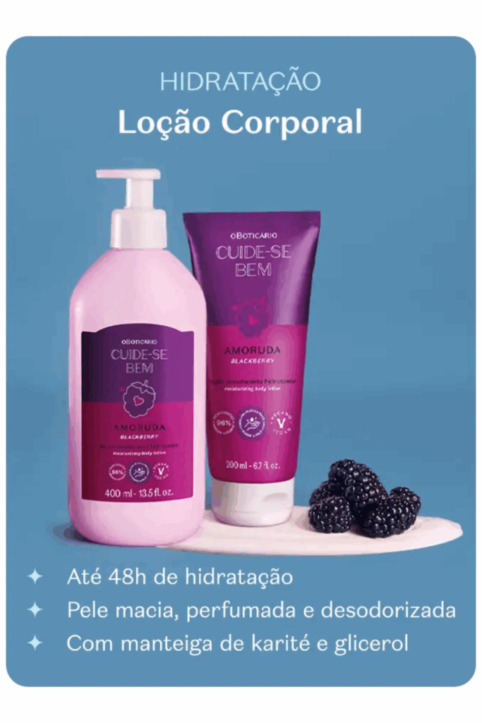 Loção Hidratante Desodorante Corporal Cuide-se Bem Amoruda nas verões de 200ml e 400ml