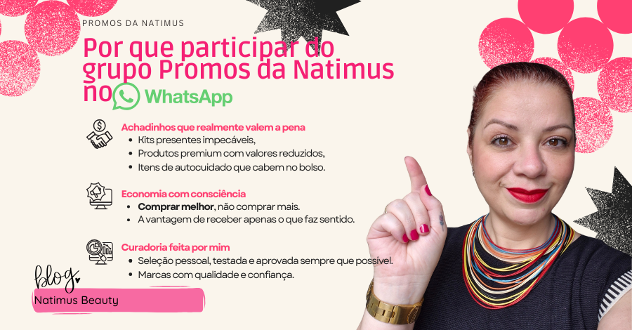 Grupo de promoções no WhatsApp. Entre no Grupo Promos da Natimus no WhatsApp e receba as melhores ofertas, descontos exclusivos e achados das principais lojas — tudo atualizado em tempo real.