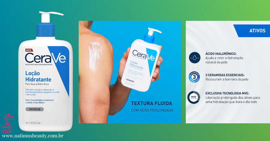 Loção Hidratante CeraVe hidratação profunda, sendo perfeita para uma rotina prática.