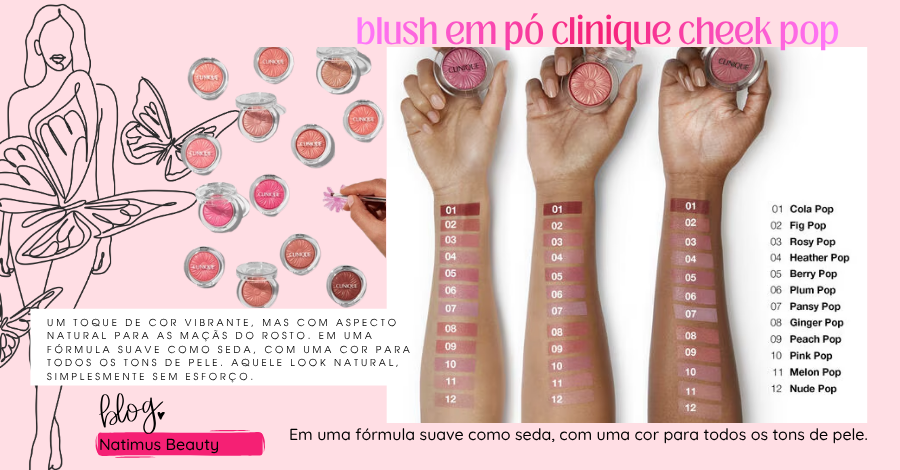 Cores do blush Clinique Cheek Pop.